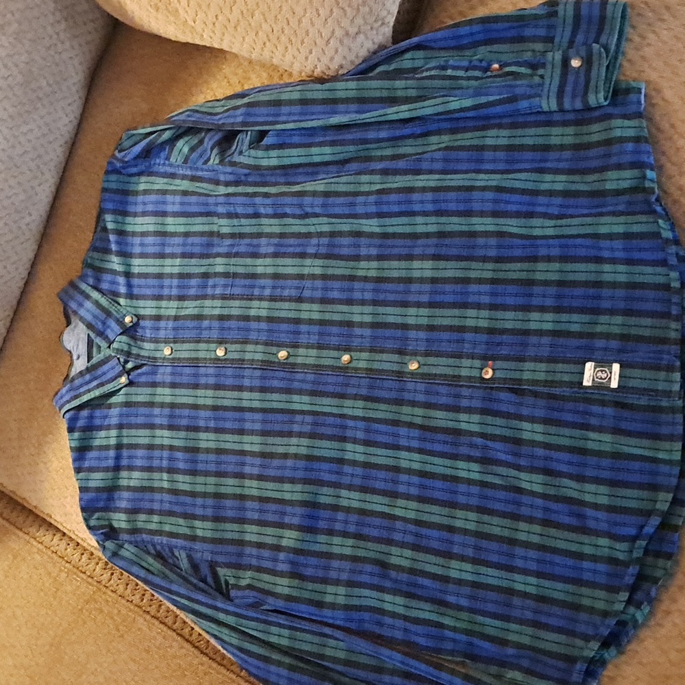 IZOD Mens Plaid Button Down Long Sleeve Shirt Sz:XL